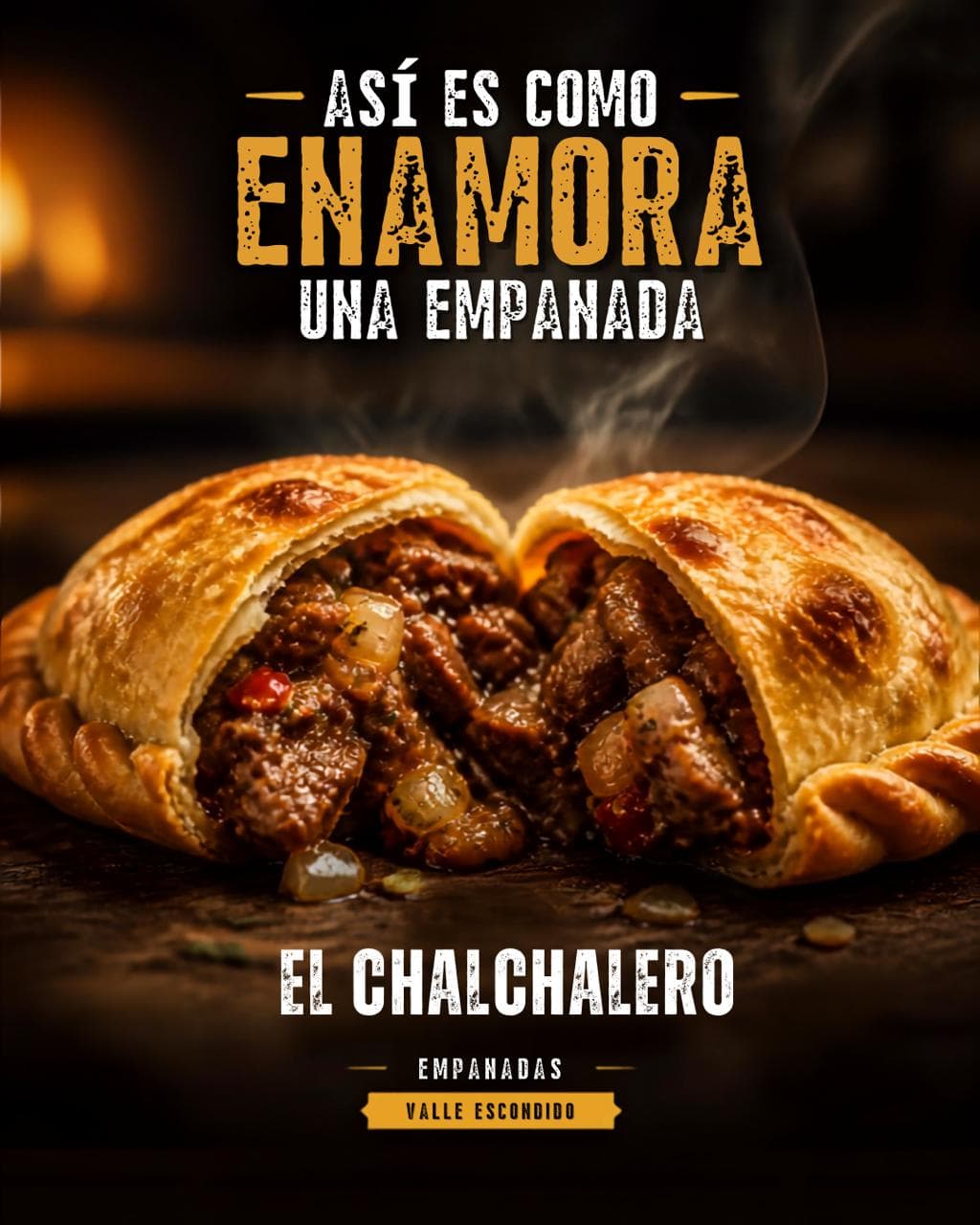 Empanada de carne cortada a cuchillo abierta al medio